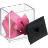 imagemDesign Plastic Rectangle Apothecary Canister  Organizer for Bathroom Vanity Countertop Shelf Decor  Holds Cotton Swabs Soap Makeup Bath Salts  Lumiere Collection  2 Pack  ClearLight PinkClearMatte Black