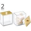 imagemDesign Plastic Rectangle Apothecary Canister  Organizer for Bathroom Vanity Countertop Shelf Decor  Holds Cotton Swabs Soap Makeup Bath Salts  Lumiere Collection  2 Pack  ClearLight PinkClearGold