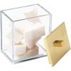 imagemDesign Plastic Rectangle Apothecary Canister  Organizer for Bathroom Vanity Countertop Shelf Decor  Holds Cotton Swabs Soap Makeup Bath Salts  Lumiere Collection  2 Pack  ClearLight PinkClearGold