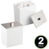 imagemDesign Plastic Rectangle Apothecary Canister  Organizer for Bathroom Vanity Countertop Shelf Decor  Holds Cotton Swabs Soap Makeup Bath Salts  Lumiere Collection  2 Pack  ClearLight PinkWhiteBrushed