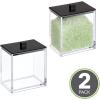 imagemDesign Plastic Rectangle Apothecary Canister  Organizer for Bathroom Vanity Countertop Shelf Decor  Holds Cotton Swabs Soap Makeup Bath Salts  Lumiere Collection  2 Pack  ClearLight PinkClearLight Pink