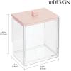 imagemDesign Plastic Rectangle Apothecary Canister  Organizer for Bathroom Vanity Countertop Shelf Decor  Holds Cotton Swabs Soap Makeup Bath Salts  Lumiere Collection  2 Pack  ClearLight PinkClearLight Pink