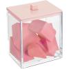 imagemDesign Plastic Rectangle Apothecary Canister  Organizer for Bathroom Vanity Countertop Shelf Decor  Holds Cotton Swabs Soap Makeup Bath Salts  Lumiere Collection  2 Pack  ClearLight PinkClearLight Pink