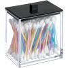 imagemDesign Plastic Rectangle Apothecary Canister  Organizer for Bathroom Vanity Countertop Shelf Decor  Holds Cotton Swabs Soap Makeup Bath Salts  Lumiere Collection  2 Pack  ClearLight PinkClearMatte Black