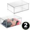 imagemDesign Plastic Stackable Closet Storage Organizer Bin Containers with Front Pull Drawer for Cabinet Desk Shelf Cupboard or Dresser Organization  Lumiere Collection  Set of 3  Clear16 x 12 x 6 Pack of 2