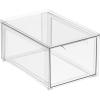 imagemDesign Plastic Stackable Closet Storage Organizer Bin Containers with Front Pull Drawer for Cabinet Desk Shelf Cupboard or Dresser Organization  Lumiere Collection  Set of 3  Clear8 x 12 x 6 Pack of 4