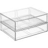 imagemDesign Plastic Stackable Closet Storage Organizer Bin Containers with Front Pull Drawer for Cabinet Desk Shelf Cupboard or Dresser Organization  Lumiere Collection  Set of 3  Clear12 x 16 x 4 Pack of 4