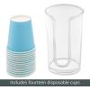 imagemDesign Small Plastic Paper Cup Dispenser  Compact Storage Holder for Mouthwash Cups on Bathroom Vanity Countertops 3 oz Rinsing Cups Included  Lumiere Collection  2 Pack  ClearClear