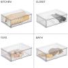 imagemDesign Stackable Storage Containers Box with 2 PullOut Drawers  Stacking Plastic Drawer Bins for Closet Organization Linen Coat Bedroom or Entryway Closets  Lumiere Collection  4 Pack Clear8 x 12 x 4 Pack of 2