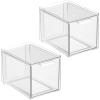 imagemDesign Stackable Storage Containers Box with 2 PullOut Drawers  Stacking Plastic Drawer Bins for Closet Organization Linen Coat Bedroom or Entryway Closets  Lumiere Collection  4 Pack Clear8 x 6 x 6 Pack of 2