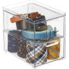 imagemDesign Stackable Storage Containers Box with 2 PullOut Drawers  Stacking Plastic Drawer Bins for Closet Organization Linen Coat Bedroom or Entryway Closets  Lumiere Collection  4 Pack Clear8 x 6 x 75 Pack of 4