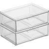 imagemDesign Stackable Storage Containers Box with 2 PullOut Drawers  Stacking Plastic Drawer Bins for Closet Organization Linen Coat Bedroom or Entryway Closets  Lumiere Collection  4 Pack Clear8 x 12 x 4 Pack of 2