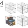 imagemDesign Stackable Storage Containers Box with 2 PullOut Drawers  Stacking Plastic Drawer Bins for Closet Organization Linen Coat Bedroom or Entryway Closets  Lumiere Collection  4 Pack Clear8 x 6 x 75 Pack of 4