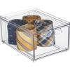 imagemDesign Stackable Storage Containers Box with 2 PullOut Drawers  Stacking Plastic Drawer Bins for Closet Organization Linen Coat Bedroom or Entryway Closets  Lumiere Collection  4 Pack Clear8 x 6 x 4 Pack of 2