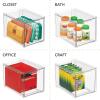 imagemDesign Stackable Storage Containers Box with 2 PullOut Drawers  Stacking Plastic Drawer Bins for Closet Organization Linen Coat Bedroom or Entryway Closets  Lumiere Collection  4 Pack Clear8 x 6 x 6 Pack of 1
