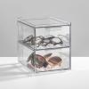 imagemDesign Stackable Storage Containers Box with 2 PullOut Drawers  Stacking Plastic Drawer Bins for Closet Organization Linen Coat Bedroom or Entryway Closets  Lumiere Collection  4 Pack Clear8 x 6 x 75 Pack of 4