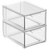 imagemDesign Stackable Storage Containers Box with 2 PullOut Drawers  Stacking Plastic Drawer Bins for Closet Organization Linen Coat Bedroom or Entryway Closets  Lumiere Collection  4 Pack Clear8 x 6 x 4 Pack of 2