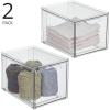 imagemDesign Stackable Storage Containers Box with 2 PullOut Drawers  Stacking Plastic Drawer Bins for Closet Organization Linen Coat Bedroom or Entryway Closets  Lumiere Collection  4 Pack Clear8 x 6 x 6 Pack of 2