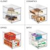 imagemDesign Stackable Storage Containers Box with 2 PullOut Drawers  Stacking Plastic Drawer Bins for Master or Guest Bathroom Linen Closet Vanity Makeup Table Lumiere Collection 4 Pack Clear8 x 6 x 7 Pack of 1