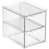 imagemDesign Stackable Storage Containers Box with 2 PullOut Drawers  Stacking Plastic Drawer Bins for Master or Guest Bathroom Linen Closet Vanity Makeup Table Lumiere Collection 4 Pack Clear8 x 6 x 7 Pack of 1