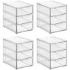 imagemDesign Stackable Storage Containers Box with 2 PullOut Drawers  Stacking Plastic Drawer Bins for Master or Guest Bathroom Linen Closet Vanity Makeup Table Lumiere Collection 4 Pack Clear8 x 6 x 8 Pack of 4