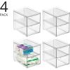 imagemDesign Stackable Storage Containers Box with 2 PullOut Drawers  Stacking Plastic Drawer Bins for Master or Guest Bathroom Linen Closet Vanity Makeup Table Lumiere Collection 4 Pack Clear8 x 6 x 7Pack of 4