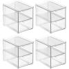 imagemDesign Stackable Storage Containers Box with 2 PullOut Drawers  Stacking Plastic Drawer Bins for Master or Guest Bathroom Linen Closet Vanity Makeup Table Lumiere Collection 4 Pack Clear8 x 6 x 7Pack of 4