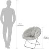 imagemDesign Urban Papasan Folding Moon Chair  Large Saucer UFO Chair with Collapsible Metal Frame  Fuzzy Foldable Dish Seat for Home Office Living Room Dorm Room and Bedroom  BeigeSilverGraySilver