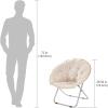 imagemDesign Urban Papasan Folding Moon Chair  Large Saucer UFO Chair with Collapsible Metal Frame  Fuzzy Foldable Dish Seat for Home Office Living Room Dorm Room and Bedroom  BeigeSilverBeigeSilver