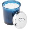 imagemDesign Bathroom Vanity Storage Organizer Apothecary Canister Jar for Cotton Balls Swabs Makeup Sponges Bath Salts Hair Ties Jewelry  Dark BlueChrome Lid