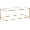 imagemDesign Glass Top Coffee Table  Large Minimalistic Rectangular Geometric Metal Accent Furniture Unit for Living Room Basement Home Office Garage and Bedroom  BlackSoft Brass