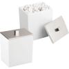 imagemDesign Plastic Rectangle Apothecary Canister  Organizer for Bathroom Vanity Countertop Shelf Decor  Holds Cotton Swabs Soap Makeup Bath Salts  Lumiere Collection  2 Pack  ClearLight PinkWhiteBrushed