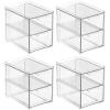 imagemDesign Stackable Storage Containers Box with 2 PullOut Drawers  Stacking Plastic Drawer Bins for Closet Organization Linen Coat Bedroom or Entryway Closets  Lumiere Collection  4 Pack Clear8 x 6 x 75 Pack of 4