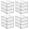 imagemDesign Stackable Storage Containers Box with 2 PullOut Drawers  Stacking Plastic Drawer Bins for Master or Guest Bathroom Linen Closet Vanity Makeup Table Lumiere Collection 4 Pack Clear8 x 6 x 8 Pack of 4