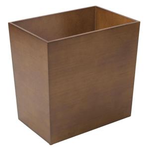 imagemDesign Rectangular Narrow Trash Can Wastebasket Small Garbage Container Bin for Bathroom Kitchen Home Office Craft Room Bamboo Veneer Brock Collection BrownBrown