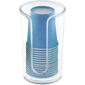 imagemDesign Small Plastic Paper Cup Dispenser  Compact Storage Holder for Mouthwash Cups on Bathroom Vanity Countertops 3 oz Rinsing Cups Included  Lumiere Collection  2 Pack  ClearClear