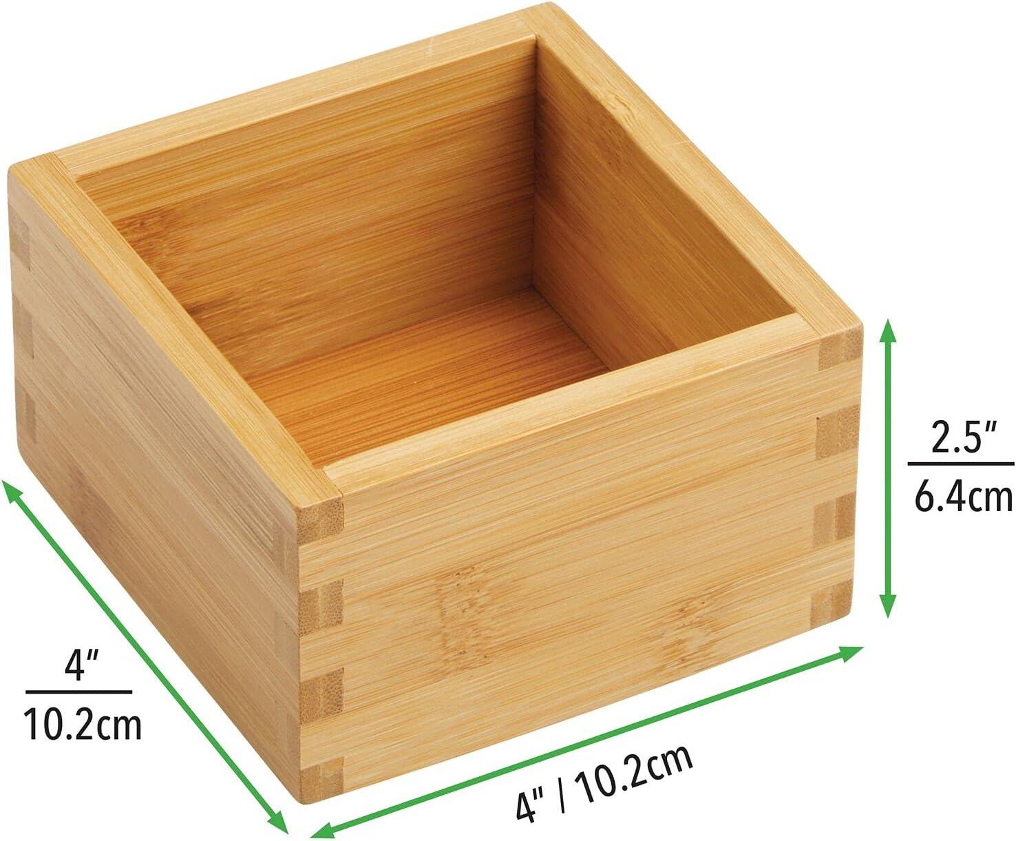 imagemDesign Bamboo Storage Bin Container Drawer Organizer Crate Boxes for Kitchen Pantry Cabinet Shelf Island or Countertop Holds Snacks Spices or Drinks Echo Collection 2 Pack NaturalTan