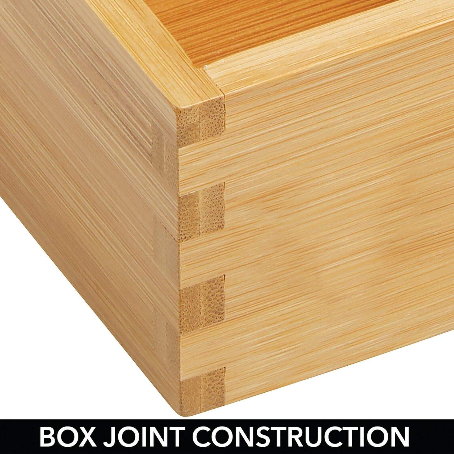 imagemDesign Bamboo Storage Bin Container Drawer Organizer Crate Boxes for Kitchen Pantry Cabinet Shelf Island or Countertop Holds Snacks Spices or Drinks Echo Collection 2 Pack NaturalTan