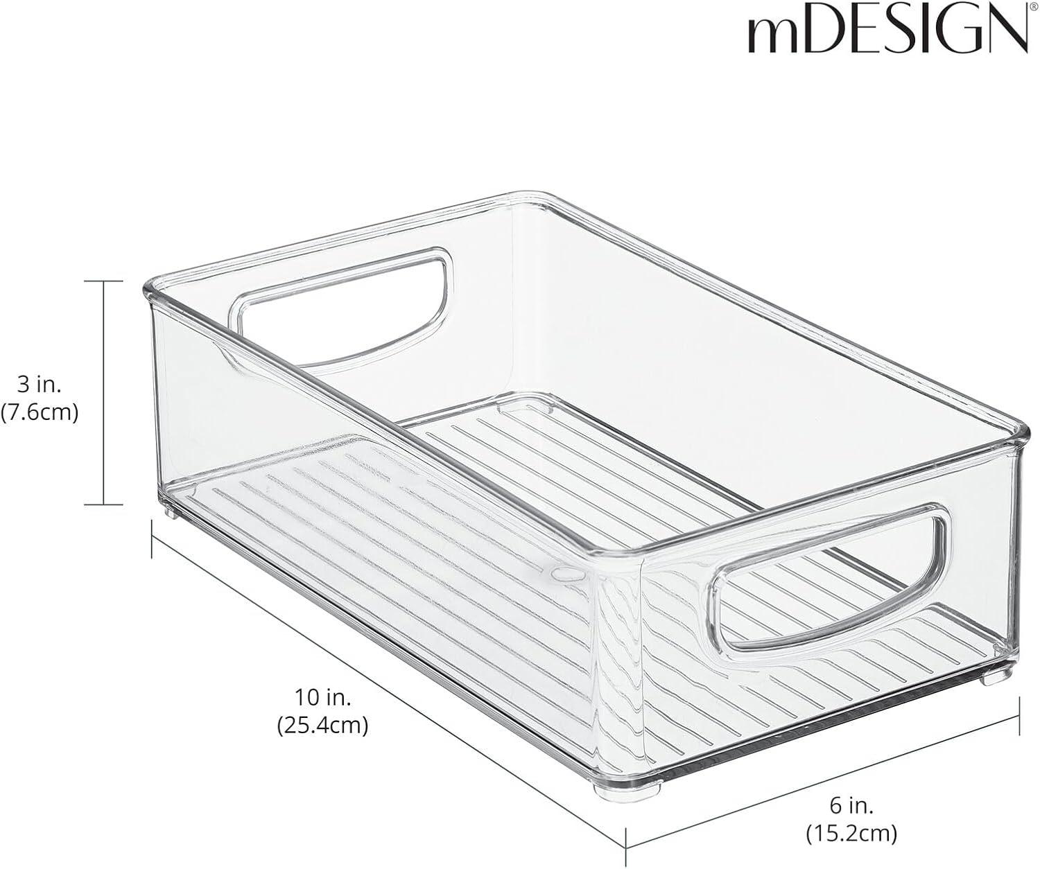 imagemDesign Deep Plastic Kitchen Storage Organizer Container Bin for Pantry Cabinet Cupboard Shelves Fridge or Freezer  Holds Dry Goods Sauces Condiments Drinks Ligne Collection 4 Pack Clear10 x 6 x 3