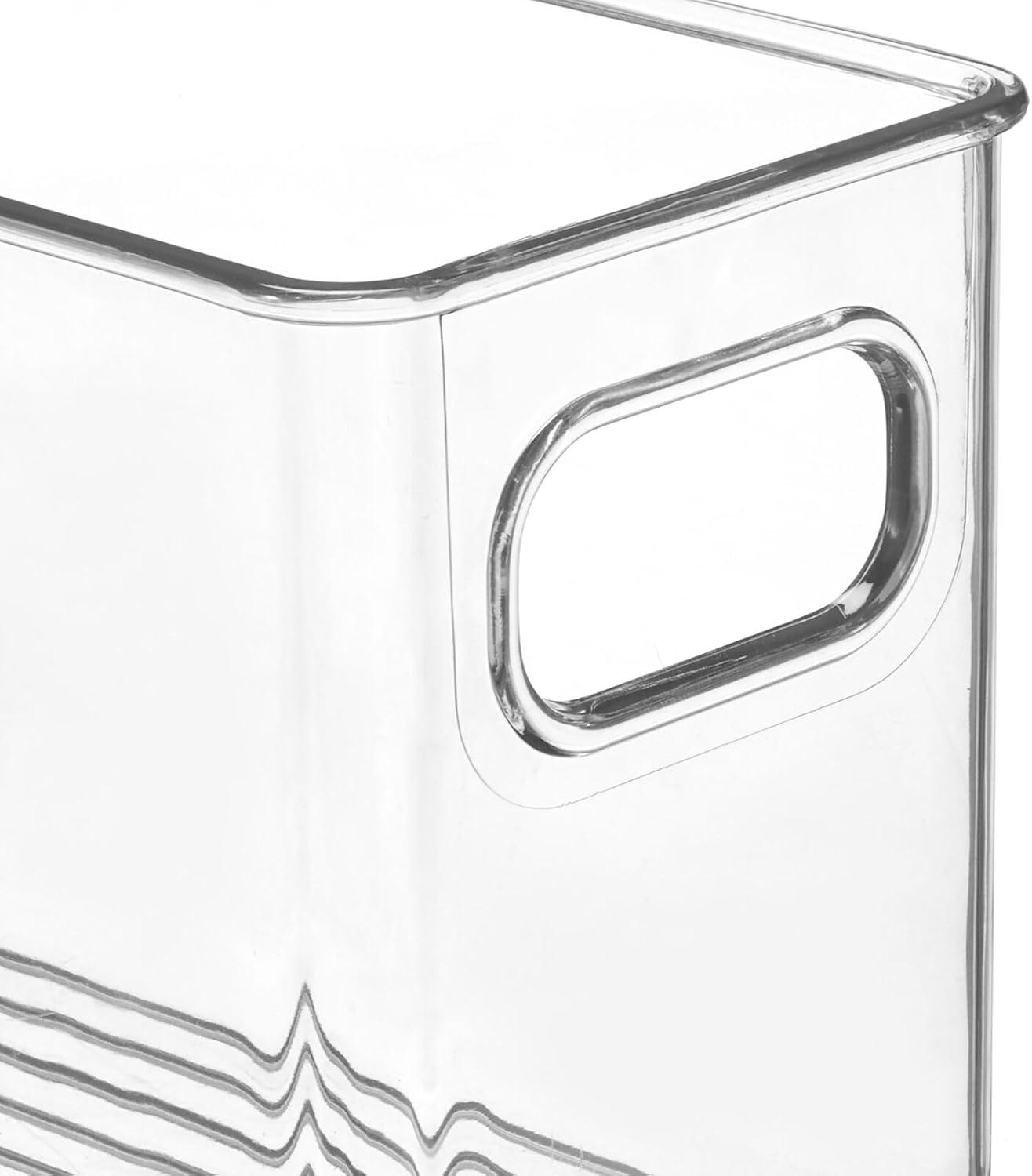 imagemDesign Deep Plastic Kitchen Storage Organizer Container Bin for Pantry Cabinet Cupboard Shelves Fridge or Freezer  Holds Dry Goods Sauces Condiments Drinks Ligne Collection 4 Pack Clear1538 x 375 x 475