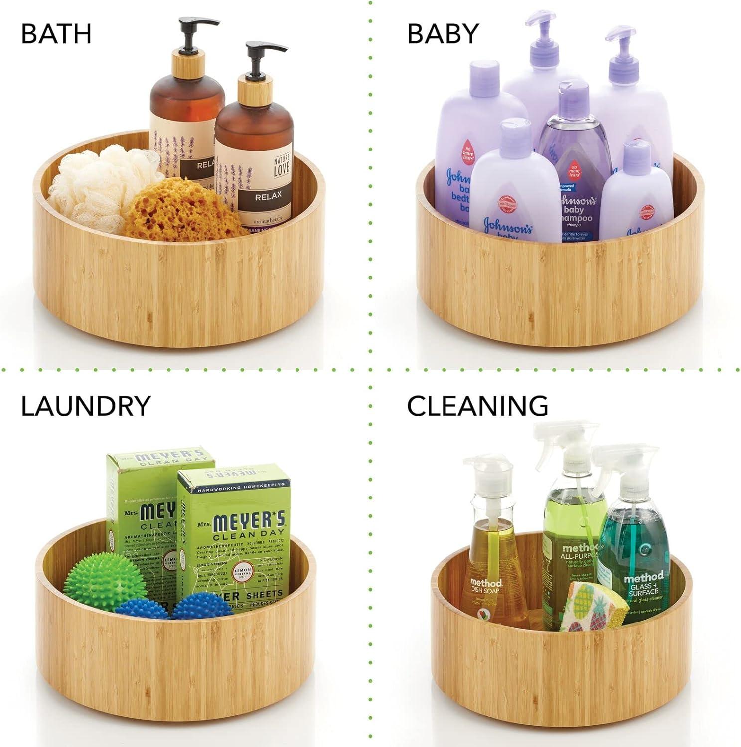 imagemDesign Lazy Susan Turntable Bamboo Spinner for Kitchen Cabinet Pantry Fridge Cupboards or Counter Fully Rotating Organizer for Food Spices or Condiments 115quot Round Echo Collection Natural115 x 42