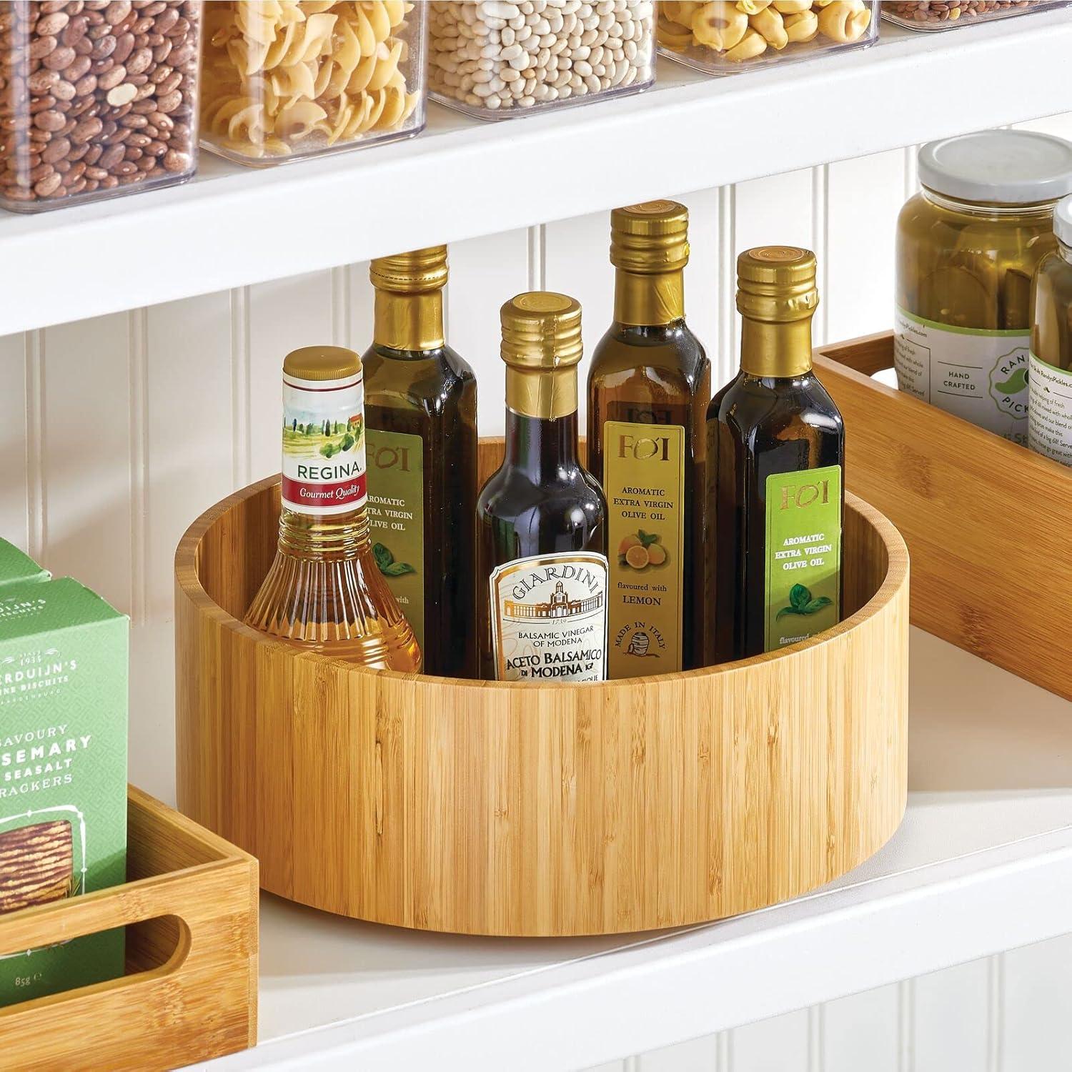 imagemDesign Lazy Susan Turntable Bamboo Spinner for Kitchen Cabinet Pantry Fridge Cupboards or Counter Fully Rotating Organizer for Food Spices or Condiments 115quot Round Echo Collection Natural115 x 42