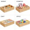 imagemDesign Bamboo Divided Storage Bin Container Drawer Organizer Crate Box for Kitchen Pantry Cabinet Shelf Island Countertop Holds Snacks Spices Drinks Echo Collection NaturalTan6 compartments  Small Pack of 2