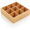 imagemDesign Bamboo Divided Storage Bin Container Drawer Organizer Crate Box for Kitchen Pantry Cabinet Shelf Island Countertop Holds Snacks Spices Drinks Echo Collection NaturalTan9 compartments Pack of 1