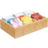 imagemDesign Bamboo Divided Storage Bin Container Drawer Organizer Crate Box for Kitchen Pantry Cabinet Shelf Island Countertop Holds Snacks Spices Drinks Echo Collection NaturalTan6 compartments  Small Pack of 2