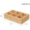 imagemDesign Bamboo Divided Storage Bin Container Drawer Organizer Crate Box for Kitchen Pantry Cabinet Shelf Island Countertop Holds Snacks Spices Drinks Echo Collection NaturalTan6 compartments  Small Pack of 4