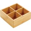 imagemDesign Bamboo Divided Storage Bin Container Drawer Organizer Crate Box for Kitchen Pantry Cabinet Shelf Island Countertop Holds Snacks Spices Drinks Echo Collection NaturalTan4 compartments Pack of 1