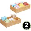 imagemDesign Bamboo Divided Storage Bin Container Drawer Organizer Crate Box for Kitchen Pantry Cabinet Shelf Island Countertop Holds Snacks Spices Drinks Echo Collection NaturalTan6 compartments  Small Pack of 2