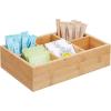 imagemDesign Bamboo Divided Storage Bin Container Drawer Organizer Crate Box for Kitchen Pantry Cabinet Shelf Island Countertop Holds Snacks Spices Drinks Echo Collection NaturalTan6 compartments  Small Pack of 4