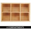 imagemDesign Bamboo Divided Storage Bin Container Drawer Organizer Crate Box for Kitchen Pantry Cabinet Shelf Island Countertop Holds Snacks Spices Drinks Echo Collection NaturalTan6 compartments  Small Pack of 2